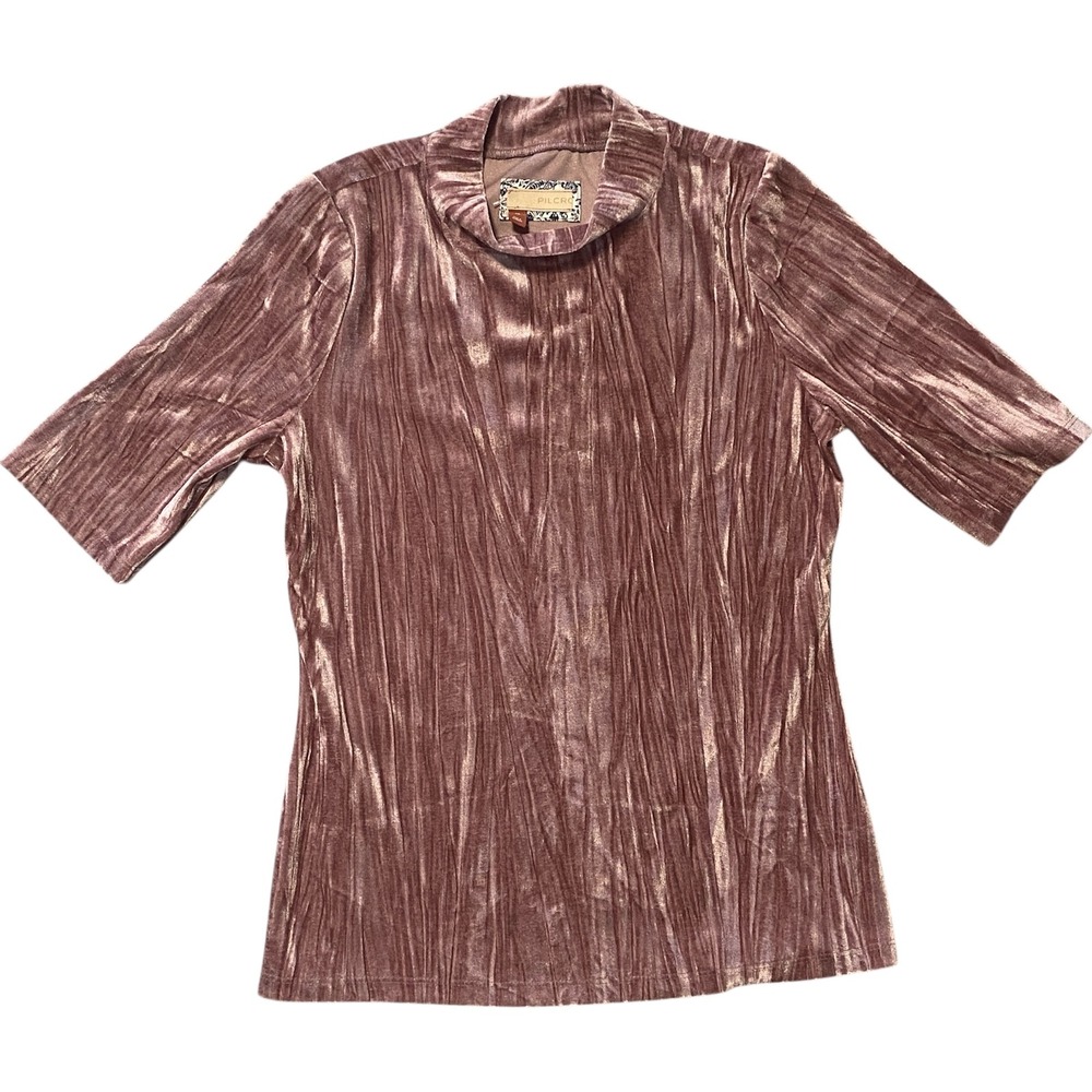 Pilcro Anthropologie Pink Crushed‎ Velvet Mock Neck Top Elbow Sleeve Size XS NWT